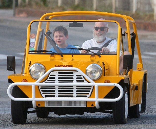 David Letterman and his son Harry in their Beach Buggy