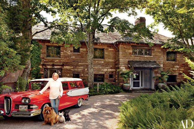 Martha Stewart with her dogs at her Maine residence