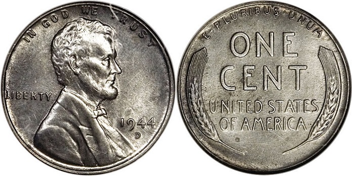 1944-D Lincoln Penny on a Zinc-coated Steel Planchet