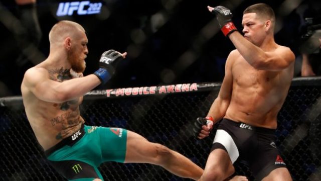 Nate Diaz in a fight with Connor McGregor