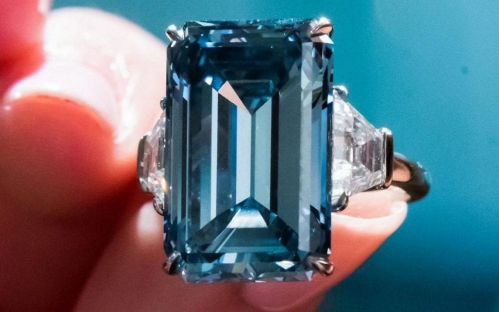 most expensive diamond sold at auction Oppenheimer Blue diamond 1