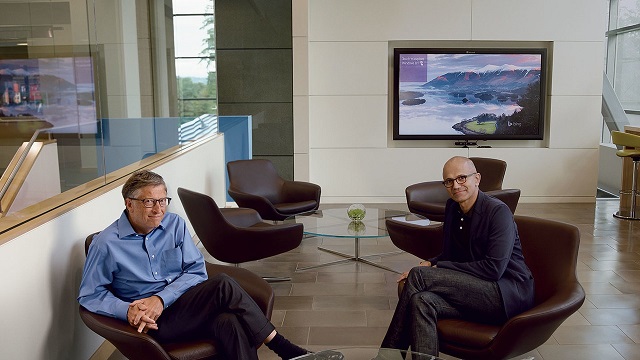 Microsoft CEO Satya Nadella and Bill Gates
