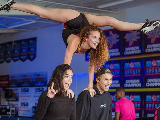 Sofie Dossi with friends during one of her live shows